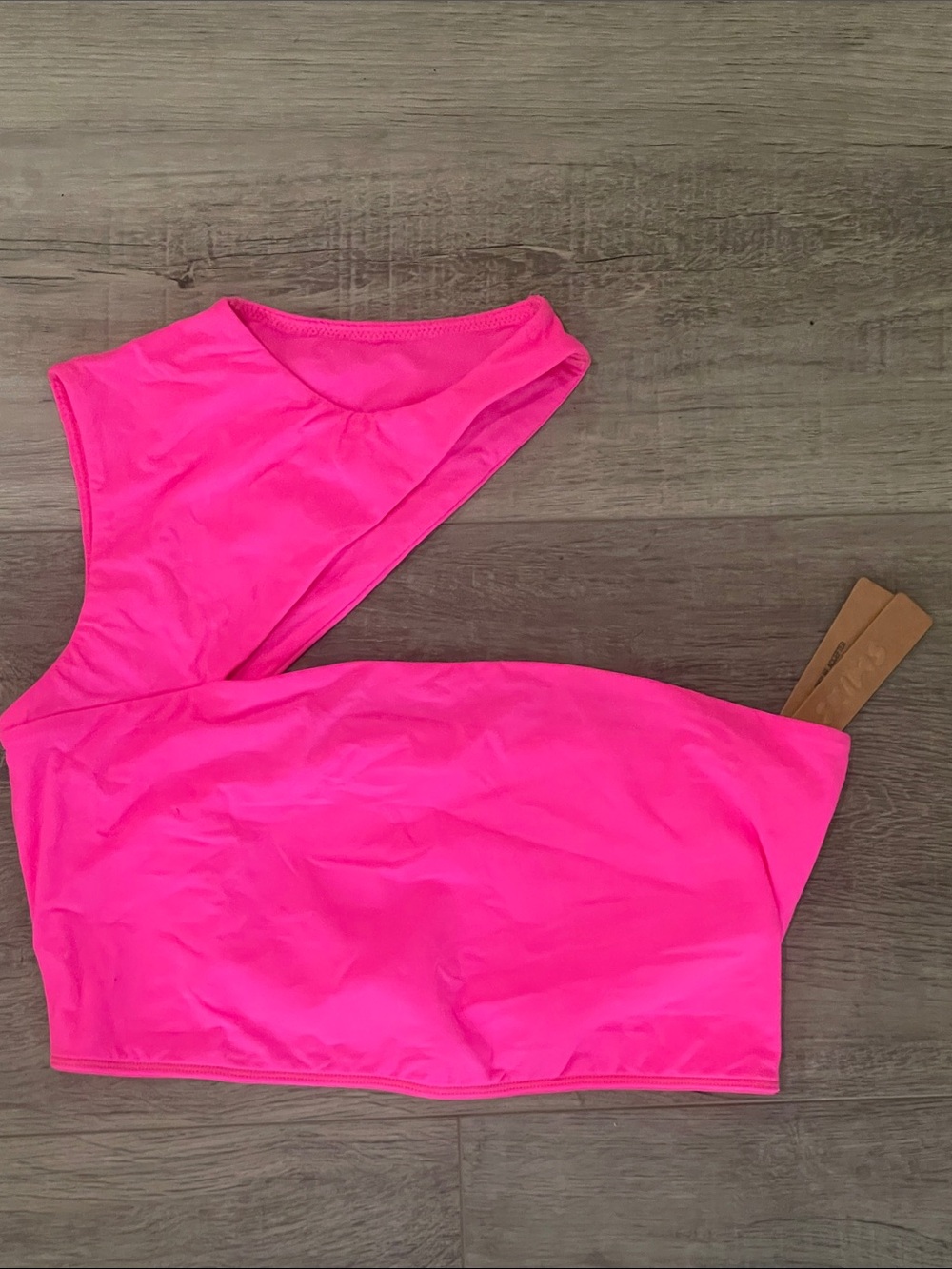 SKIMS Hot Pink One-Shoulder Crop Top
